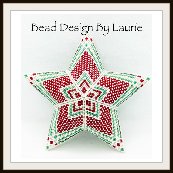 Beaded 3D Polka Dot Star Christmas Ornament Peyote Stitched Digital Pattern