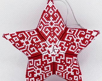 Christmas Snowflake Peyote Star Digital Pattern 20 Rows