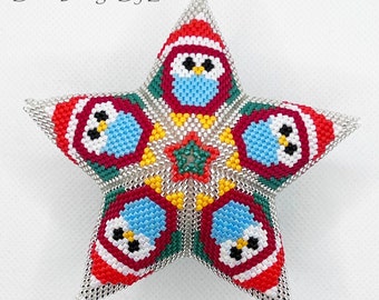 Christmas Owlet 3D Star Peyote Digital Pattern 20 rows