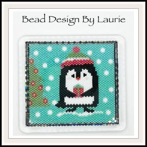 Beaded Coaster or Tapestry Penguin Peyote Stitched Christmas Digital Pattern