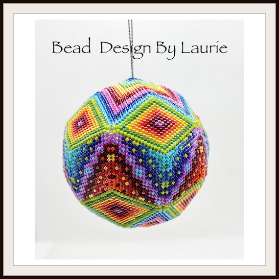 Rainbow Christmas Peyote Ball Digital Pattern