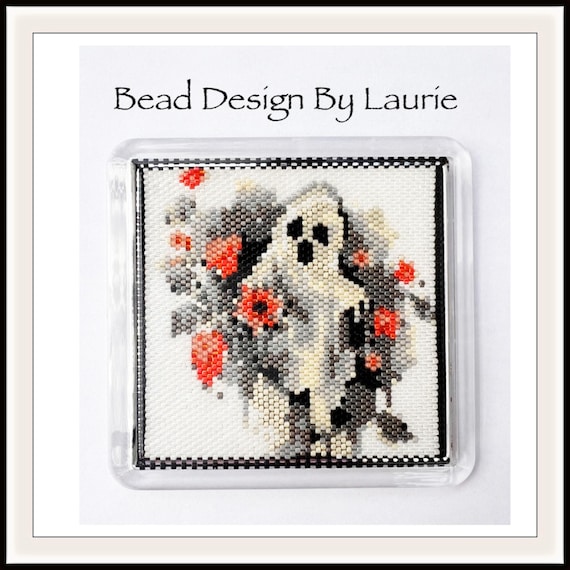 Ghostly Ghost Beaded Coaster Peyote Stitched Digital Patterns