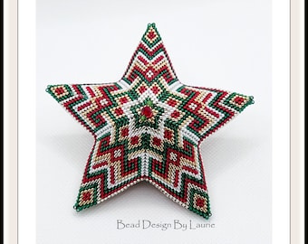 Christmas Beaded 3D Peyote Star Digital Pattern Ornament