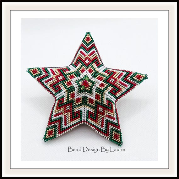 Christmas Beaded 3D Peyote Star Digital Pattern Ornament