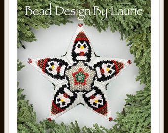 Beaded Penguin's Christmas 3D Star Peyote Digital Pattern