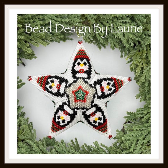 Beaded Penguin's Christmas 3D Star Peyote Digital Pattern