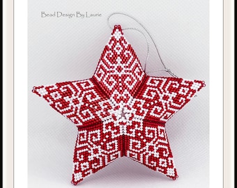 Beaded Christmas Snowflake 3D Peyote Star Digital Pattern