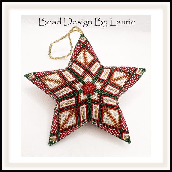 Old Fashion Christmas 3D Peyote Star Digital Beading Pattern
