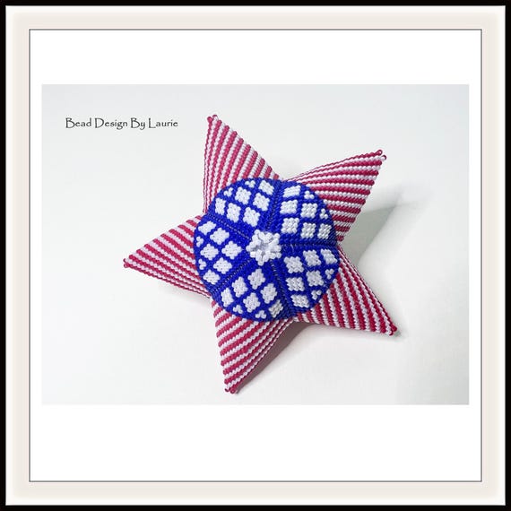 Patriotic 3D Peyote Beaded Star Digital Pattern Ornament