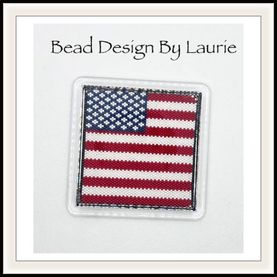 American Flag Coaster Peyote Stitched Digital Pattern