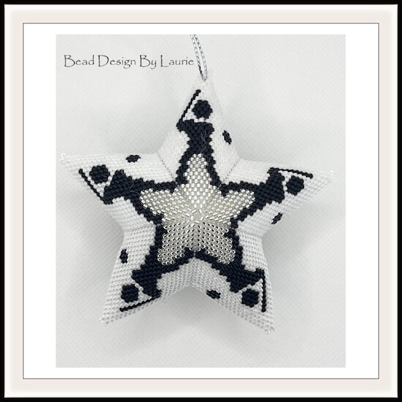 Beaded Unique Baseball Peyote 3D Star Christmas Ornament Digital Pattern