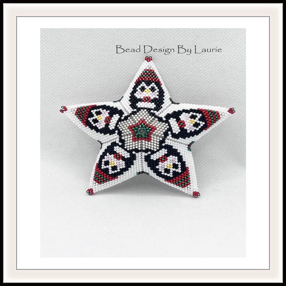 Beaded Penguin's Christmas 3D Star Peyote Digital Pattern