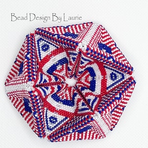 KALEIDOCYCLE Large 3D Patriotic Digital Peyote Pattern and Instructions Large 15 Rows