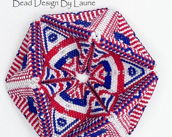 KALEIDOCYCLE Large 3D Patriotic Digital Peyote Pattern and Instructions Large 15 Rows