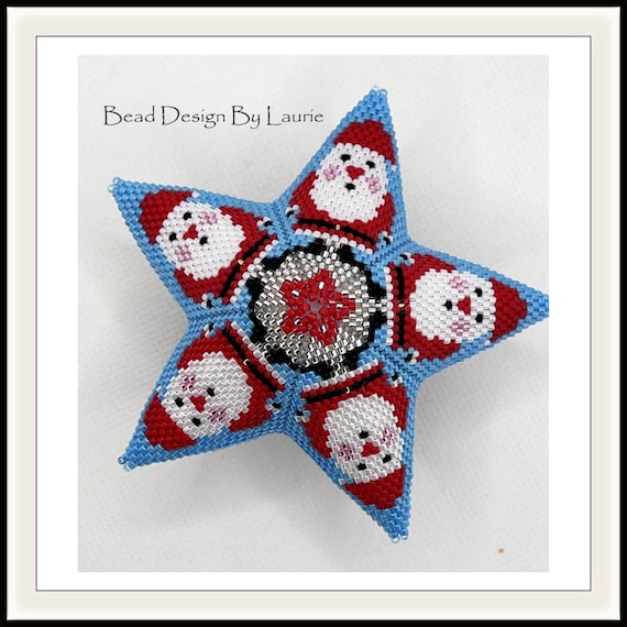 Beaded Santa Christmas Star Peyote Digital Pattern