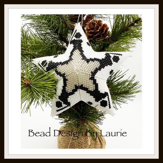 Beaded Baseball Star Peyote Stitched Christmas Ornament Digital Pattern