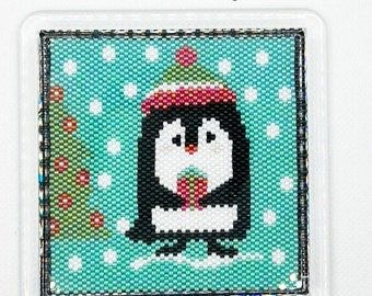 Penguin Peyote Stitched Christmas Coaster Digital Pattern