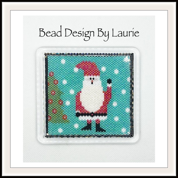 Beaded Santa Peyote Stitched Coaster Digital Pattern