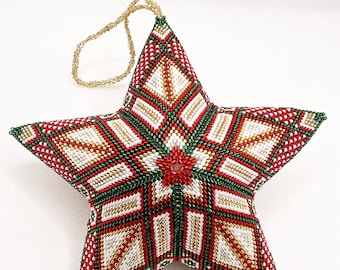 Old Fashion Christmas 3D Peyote Star Digital Beading Pattern Large 30 rows
