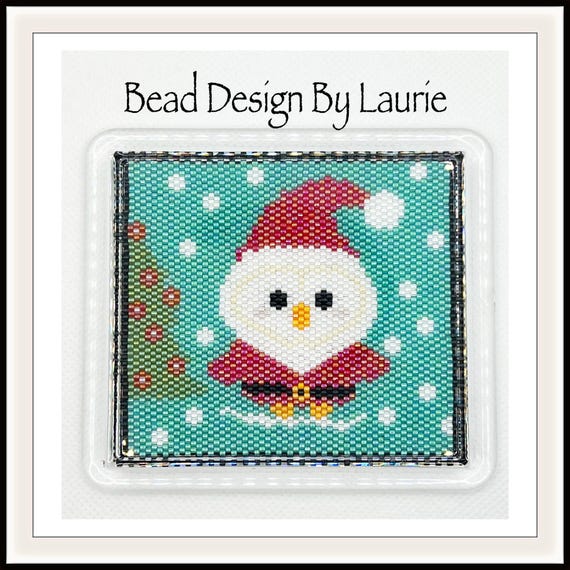 Beaded Santa Owl Coaster Peyote Stitched Digital Pattern