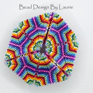 Rainbow Kaleidocycle Digital Peyote Pattern. This is a digital pattern on how to make a beaded 3D peyote Kaleidocycle. I have included a tutorial on how to make the Kaleidocycle with pictures and a word chart and list of beads needed.