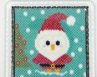 Santa Owl Coaster Peyote Stitched Digital Pattern