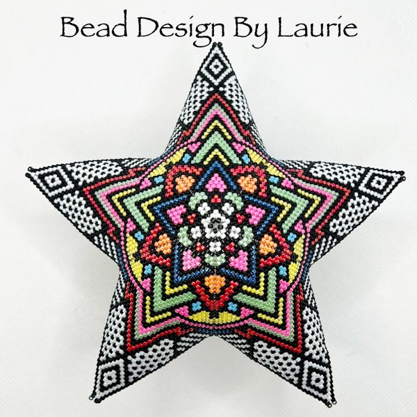 Kaleidoscope Beaded Peyote Stitched Star Ornament Digital Pattern 30 Rows