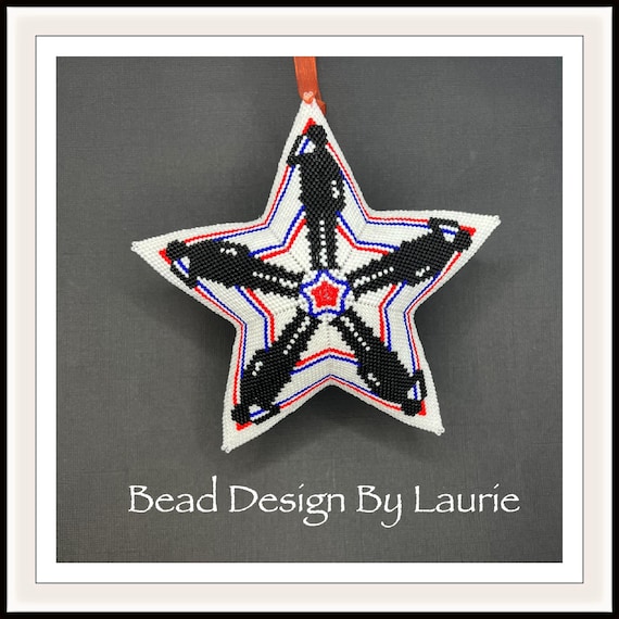 Beaded Christmas Star Military Salute Peyote Digital Pattern