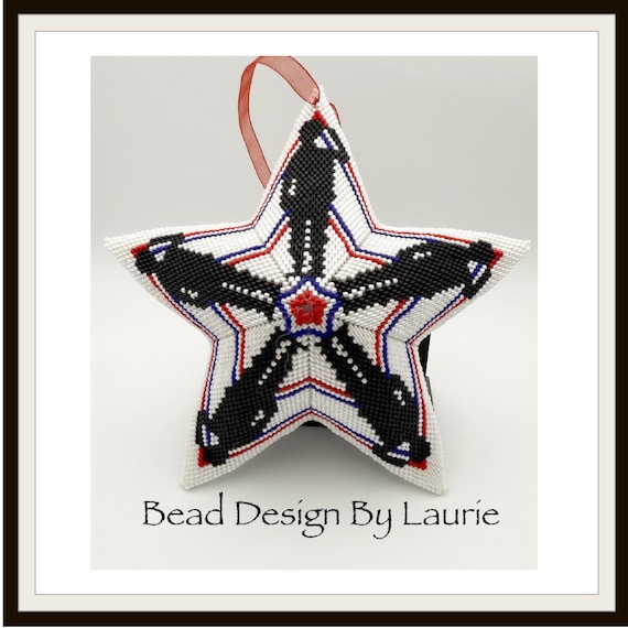 Beaded Christmas Star Military Salute Peyote Digital Pattern