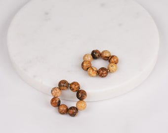 Jasper ring/Gemstone pendant for hoops/Jasper earrings/Jasper jewelry/Stone gemstone pendant charm/Picture jasper beaded hoop pendant