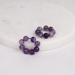 Amethyst donut charm/Gemstone donut pendant for hoops/Amethyst earrings/Stone gemstone pendant charm/Amethyst beads ring charm