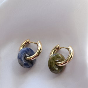 Gemstone donuts for huggie hoops/ Natural stone pendants for hoops/Gemstones for earrings/Gemstone donuts
