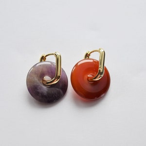 Gemstone pendants for hoops/Natural stone donuts for huggie hoops/Gemstones for earrings/Gemstone donuts
