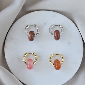 Gemstone pendants for hoops/Natural stone donuts for huggie hoops/Gemstones for earrings/Gemstone donuts