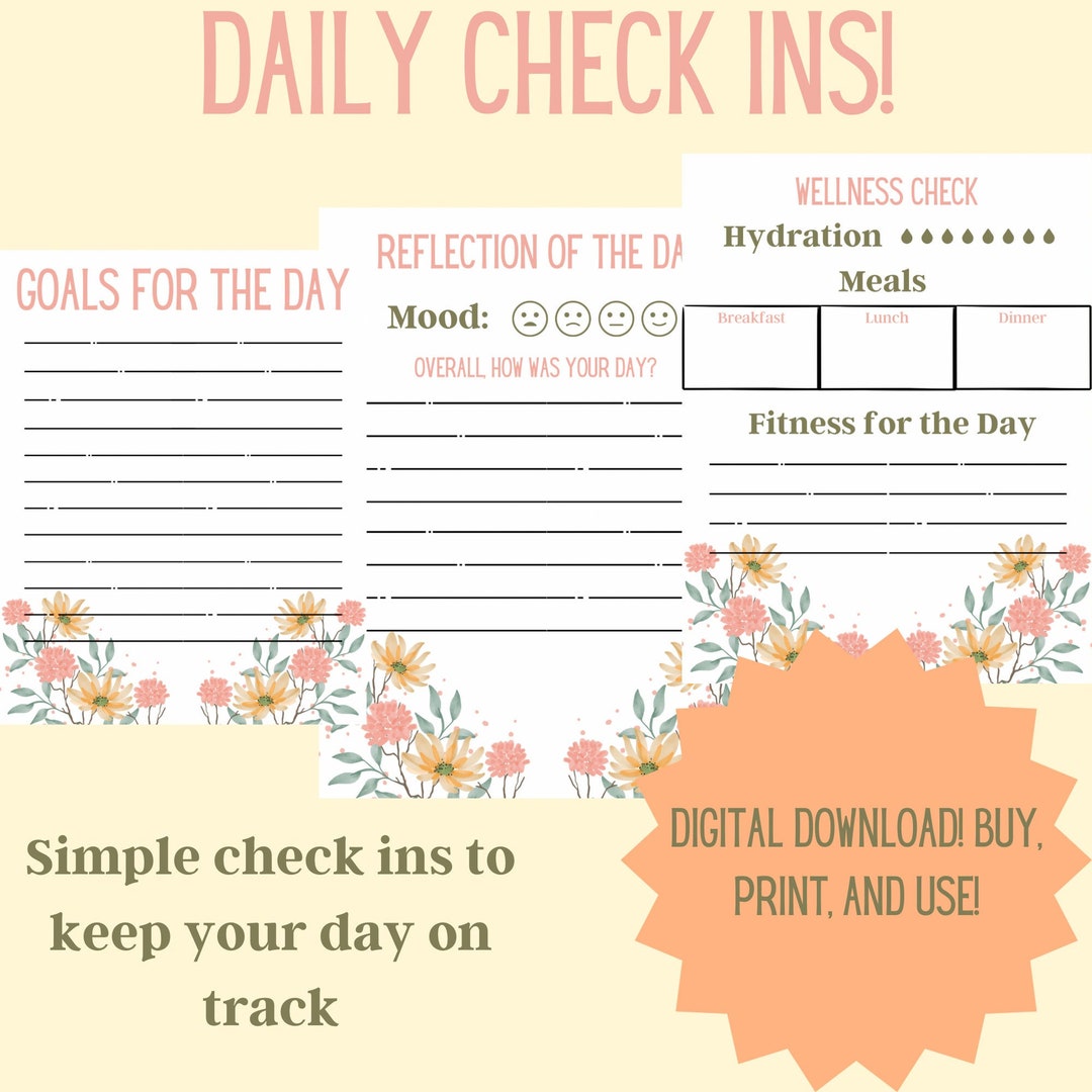 Printable Simple Daily Check in 8 Pages - Etsy
