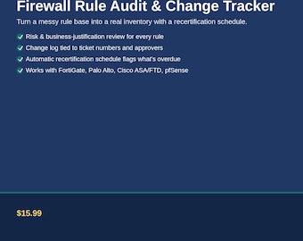 Firewall Rule Audit & Change Tracker | Network Security Review (Excel Template)