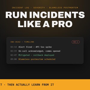 IT Incident Response Kit | Runbook, Postmortem, Severity Matrix (Digital Download)