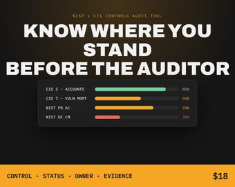 NIST CIS Controls Audit Spreadsheet | Small Business Security Checklist (Offline App)