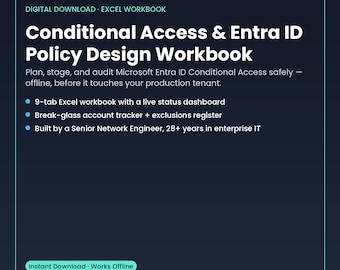 Conditional Access & Entra ID Policy Design Workbook | Zero Trust Planner (Digital Download)