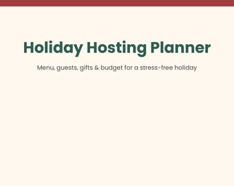 Holiday Hosting Planner | Menu, Guests, Gifts, Budget (Digital Download)