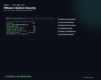 VMware vSphere Security Audit Toolkit | ESXi, VM, Cluster Hardening (Digital Download)