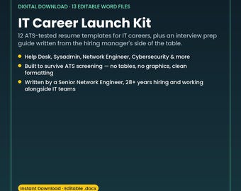 ATS-Friendly IT Resume Templates + Interview Prep Guide (Digital Download)