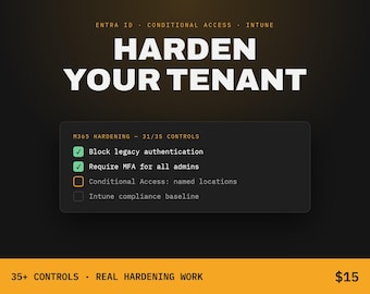 M365 Security Hardening Checklist | Entra ID, Intune Configuration Guide (Offline App)