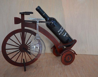Plantilla para portabotellas de vino de bicicleta cortada con láser: archivo CNC DXF CDR