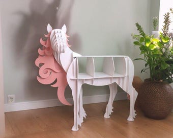 Estantería de unicornio cortada con láser - Mesa consola - Archivos digitales DXF - CDR