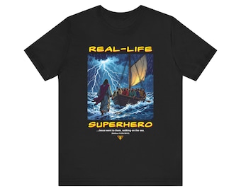 Real-Life Superheld christliches T-Shirt, Jesus geht auf Wasser
