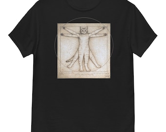 Vitruvian Cat Unisex Graphic T-Shirt 100% Cotton