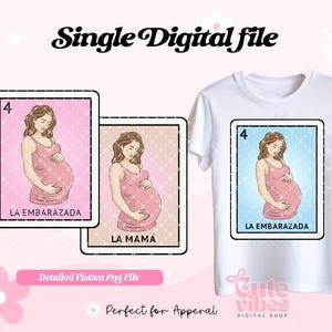 La Embarazada PNG, La Mama Mexican Loteria PNG, La Mamacita Loteria Style para imprimir, Sublimación Digital aplanar archivo descarga instantánea