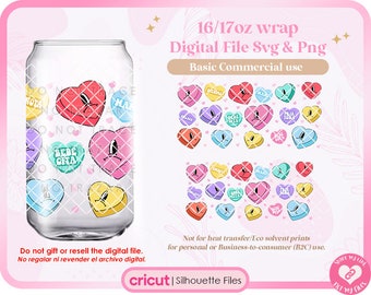 Bad Bunny Valentine Svg, Un San Valentin sin Ti 16oz, 17oz Wrap SVG PNG, Benito Hearts Candy Libbey Png, Valentines Sublimation