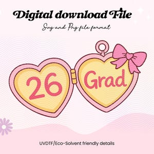Class of 2026 Locket PNG, Grad 2026 Cute Design, Graduation Clipart, Girly Graduation Graphic, Sublimation PNG,  Graduate Design